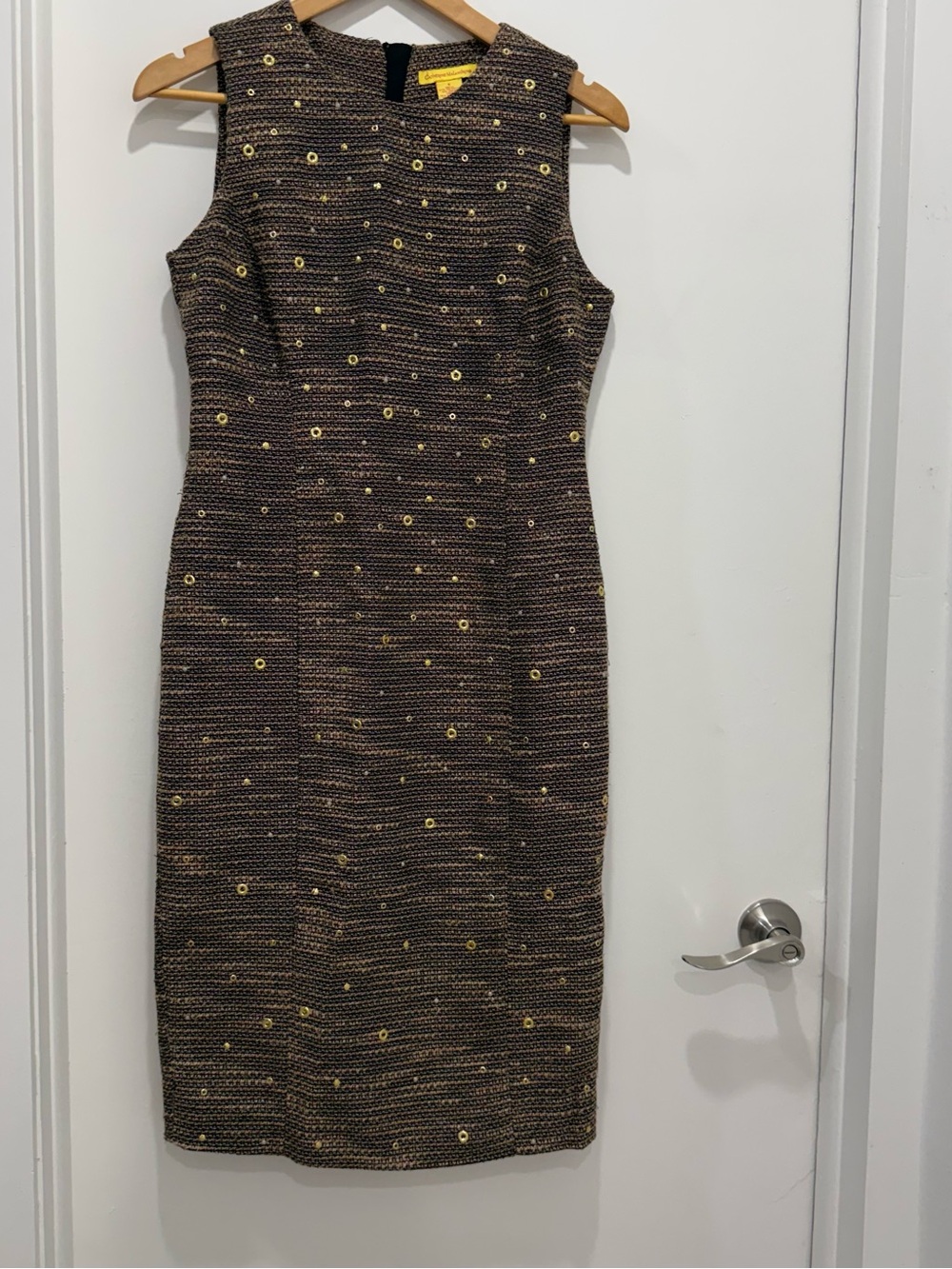Catherine Malandrino Black Tweed Boucle Embellished Sheath Dress Sz 6